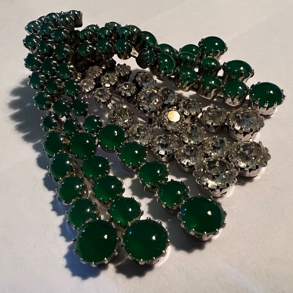 Vintage Rare Design Mimi di Niscemi Emerald & Crystal Rhinestone signed Brooch - Picture 11 of 12